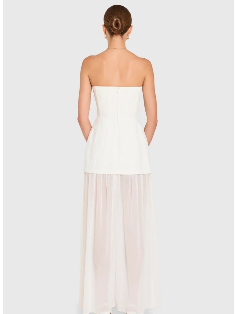Amanda Uprichard Strapless White Maxi Dress with Sheer Skirt - Picture 2 of 11